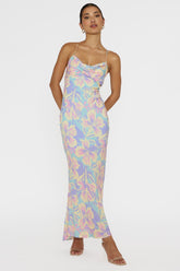 Libby Scoop Back Maxi Dress Floral Blue