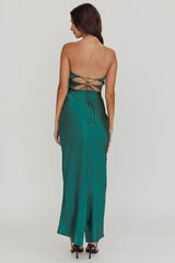 Good Impression Double Twist Midi Dress Forest Green