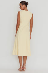 Passionate Flame Sleeveless A-line Midi Dress Beige