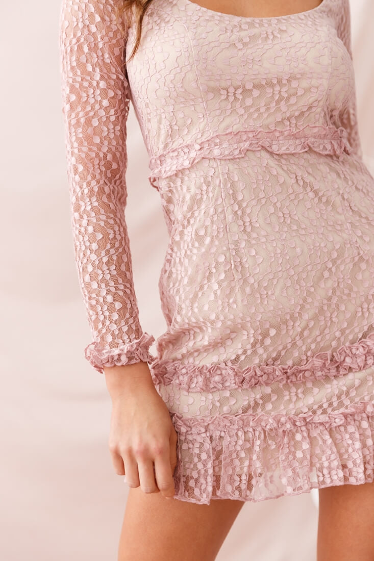Birkin Long Sleeve Sheath Dress Mauve